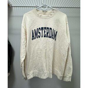 Brandy Melville Cream Amsterdam Sweatshirt (One Size - Oversized)